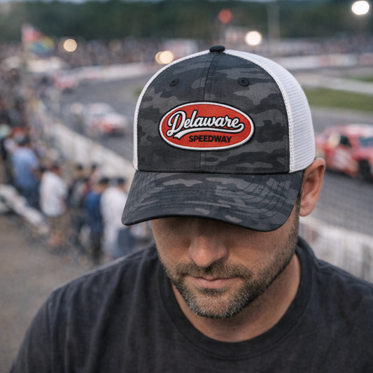Delaware Hat A - Black camo mesh snap back