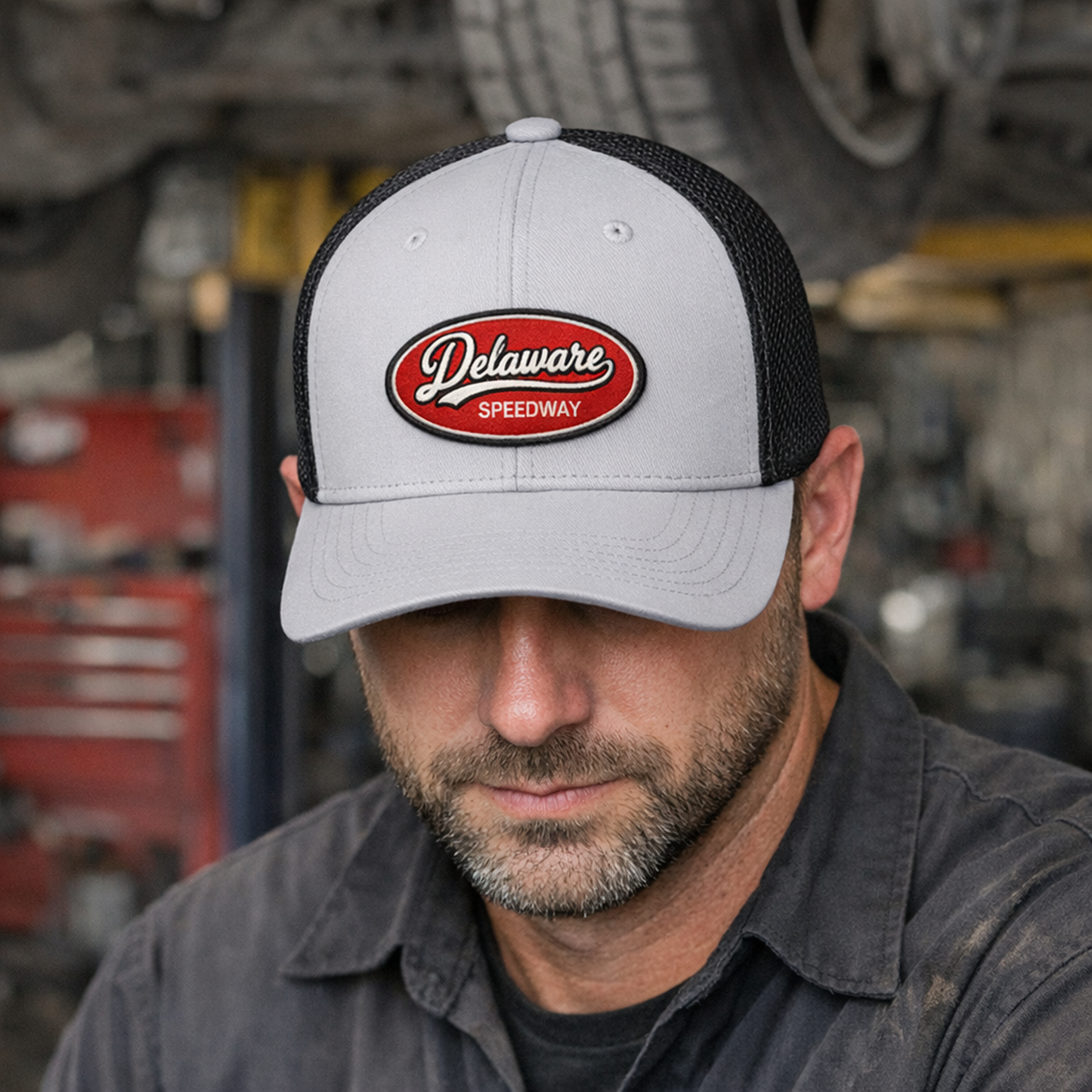 Delaware Hat B - White/Black mesh snap back