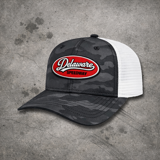 Delaware Hat A - Black camo mesh snap back