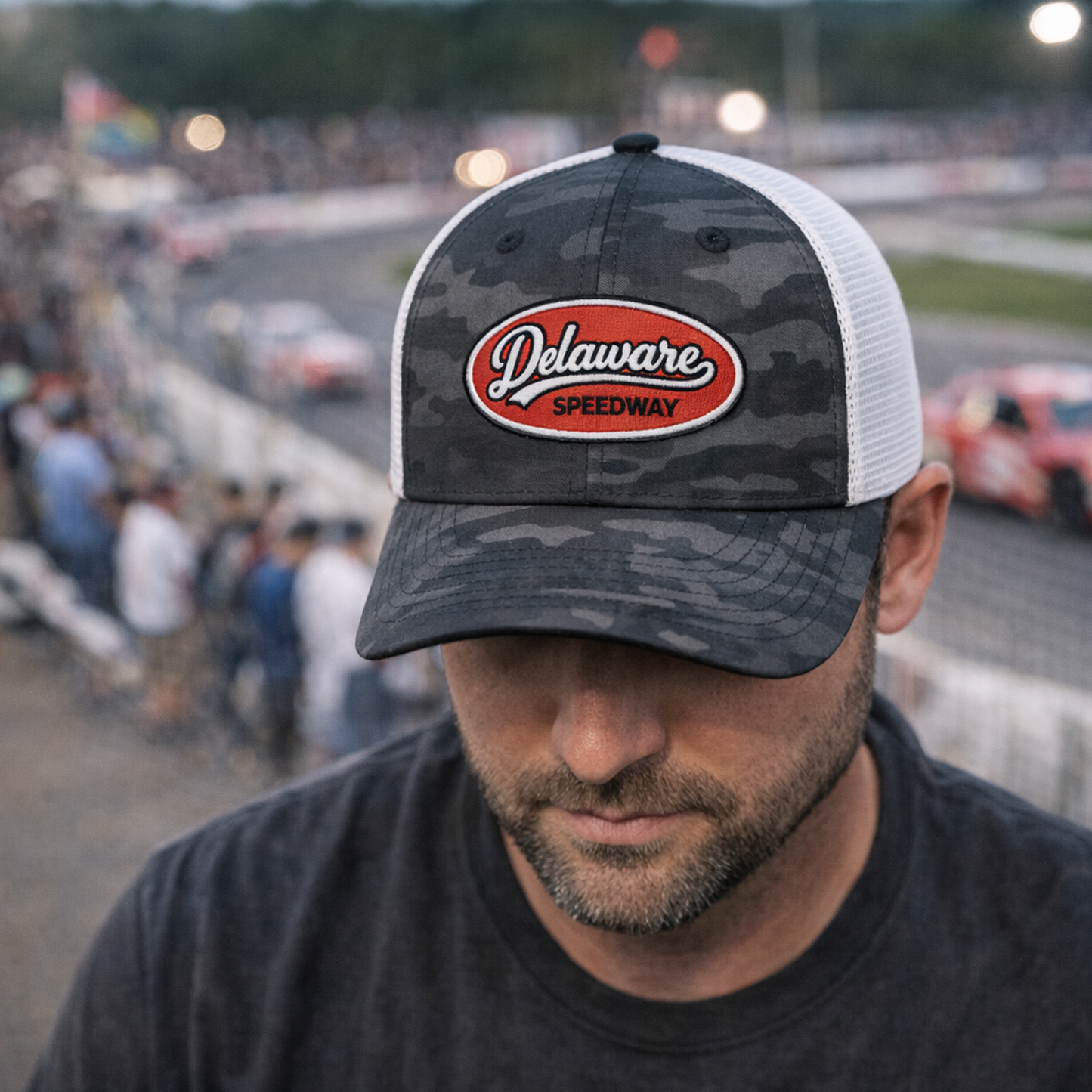 Delaware Hat A - Black camo mesh snap back