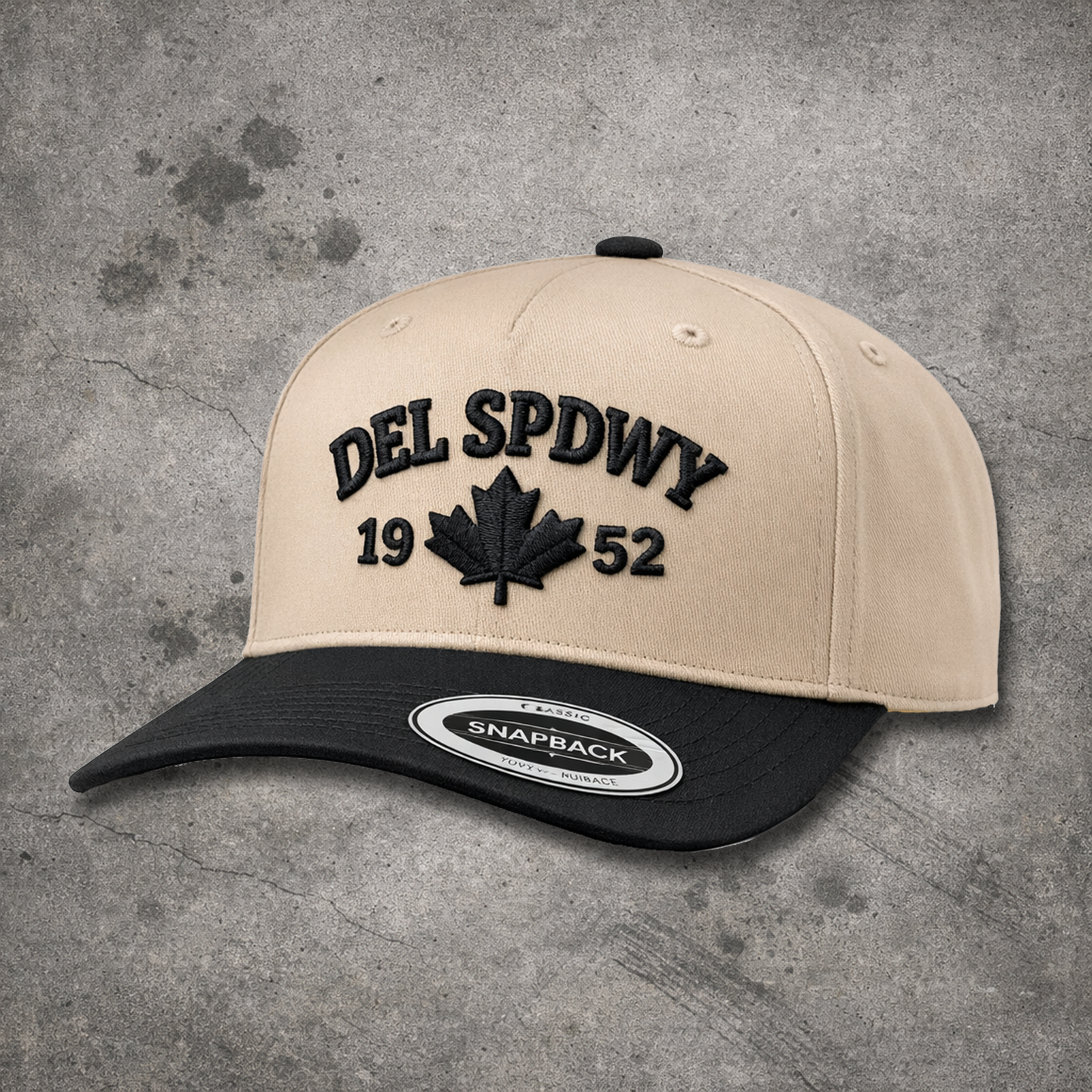 Delaware Hat D - Black/Tan solid snap back