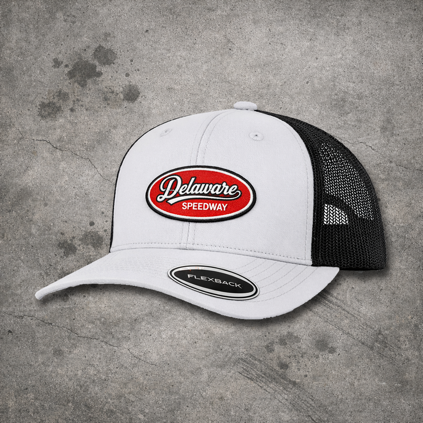 Delaware Hat B - White/Black mesh snap back